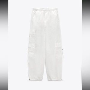 Zara white parachute cargo pants - small
